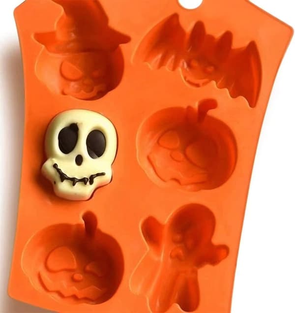 2 pakker Halloween silikoneforme, chokoladeform silikone græskar spøgelse kranie flagermus form forme DIY bageform