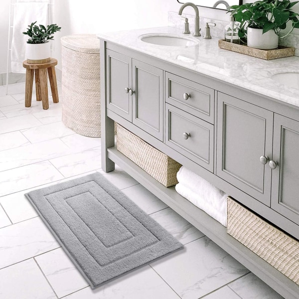 Badrumsmatta, halkfri, mjuk badrumsmatta, 50 x 80 cm grey