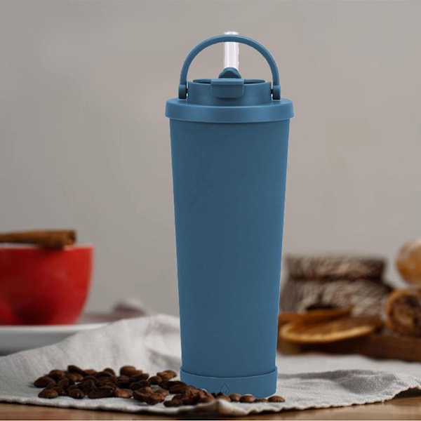 Isolert med lokk og sugerør - Rustfritt stål isolerte kopper varm og kald bruk - Dobbeltvegget isolert lekkasjesikker daglig vanninntaksflaske for treningsstudio blue