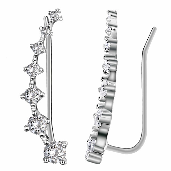 Öronmanschetter 7 Kristaller 925 Sterling Silver Hypoallergen
