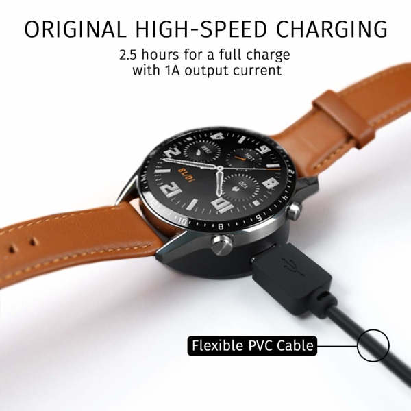 Oplader Kompatibel med Huawei Watch GT Classic Sport, GT2, GT 2e, Honor Watch Magic Magic 2, Honor Watch Dream - USB-opladningskabel (1-pak hvid)