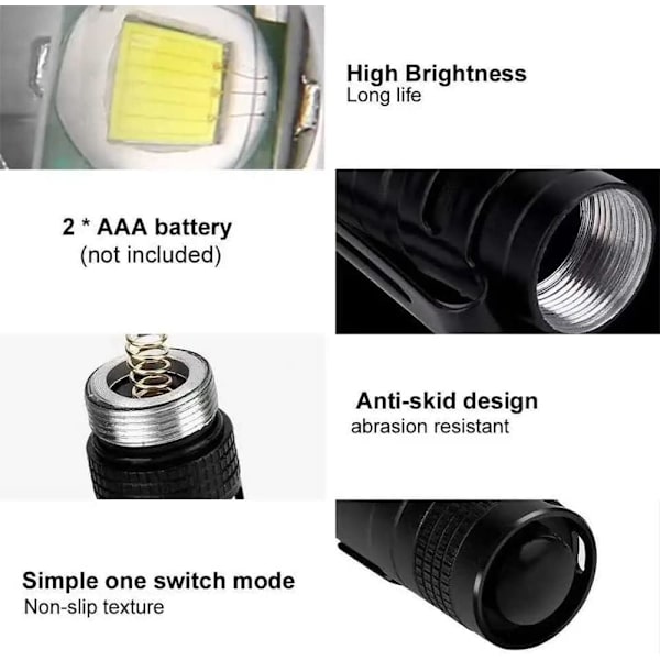 2 stk. LED-pennelys, lommelygter taktisk pennelys med penneklips, aluminium små AAA mini lommelygter, lommelygte til inspektionsarbejde reparation