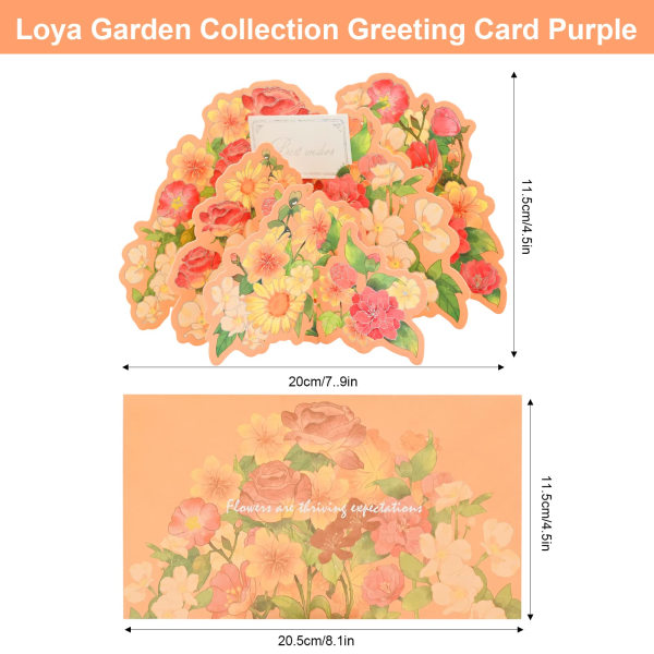 3D Blombukett Pop Up kort med kuvert, 3D Pop Up Gratulationskort (orange)