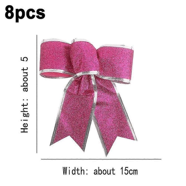 8 stk. Glitter Julekrans Juletrepynt til Juleborddekor rose Red