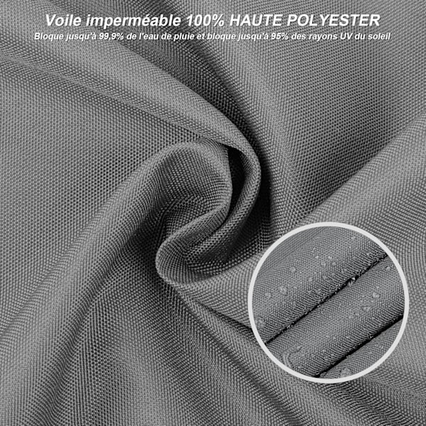 3x3x3m Vanntett Trekantet Solseil, UV-beskyttelse PES-stoff for Utendørs Hage Terrasse Balkong, Grå