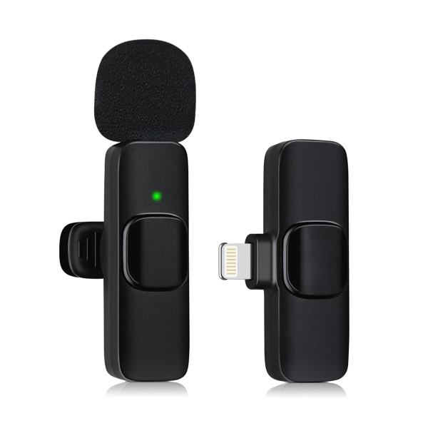 Mikrofon Trådløs Bluetooth Mobiltelefon Minimikrofon til optagelse af videooptagelse YouTubeStreaming/Vlog, Støjreduktion (iOS med 1 Mic)