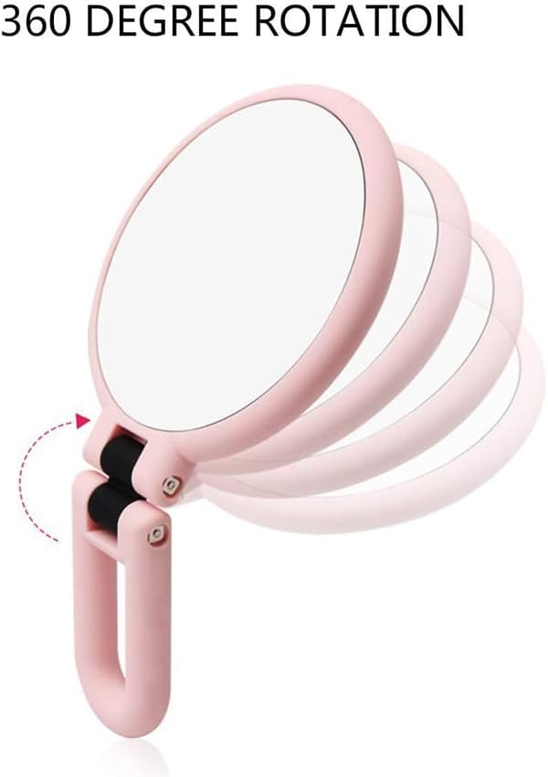 15X forstørrelsesspejl sammenklappelig roterbar med stativ (Pink)