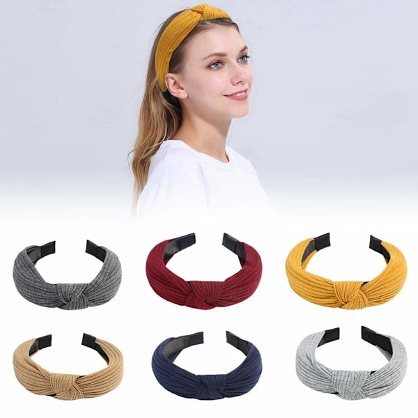 Hodebånd for kvinner, 6 pakker stoffhårbånd, elastisk hodebånd