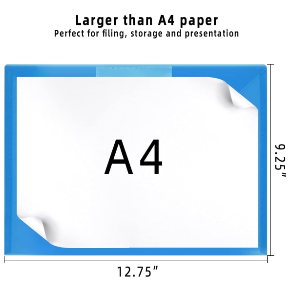 Plastpunge - 30 pakke A4-mapper Tegnebøger Plastdokumentfiler Popper-punge med lomme