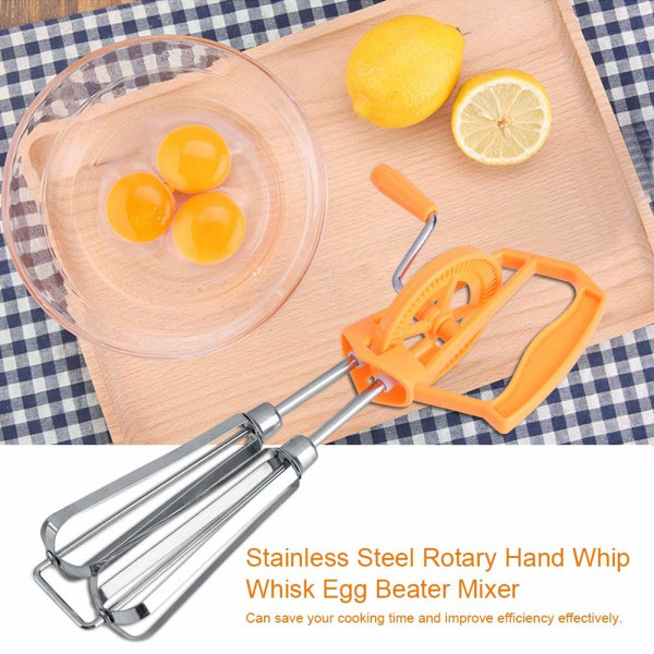 Manuaalinen vispilä, munavatkaimen pyörivä kädessä pidettävä munavaahdotin keittiötyökalu (oranssi)