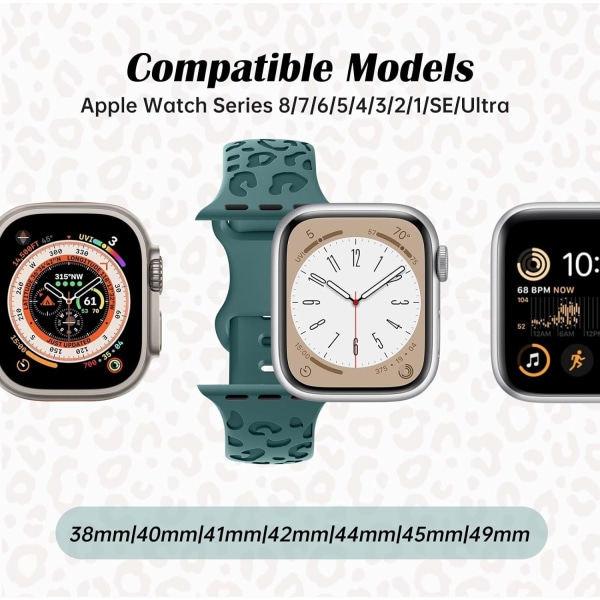Print mjuk silikonrem kompatibel med Apple Watch -remmar 42 mm 44 mm 45 mm 49 mm Kvinnor Män, Ersättningsarmband för iWatch-serien green 42/44/45/49MM