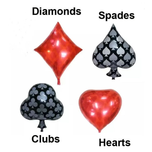 Spelkort Klubbspader Hjärtformade heliumfolieballonger för bröllopsfödelsedag, examensfestdekoration