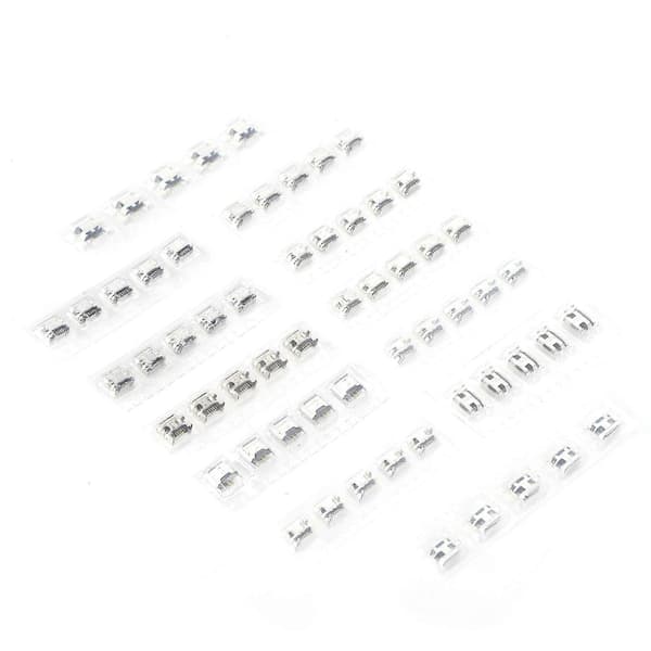 60 stk. SMD-stik Mini USB-port i rustfrit stål 12 slags industrielle kontrolkomponenter