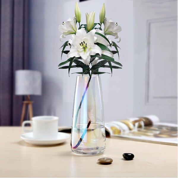 Glasblomstervase, tykke glascenterstykker, moderne klare vaser til hjemmet, blomsterarrangementsvase til mors dag, bryllupsreception, housewarming