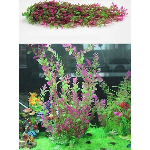 Akvarium Kunstige Planter, Store Akvarium Planter Plastik Fisketank Dekorationer, 2 Pakker 20 tommer Høj Plastik Planter Kompatibel Black