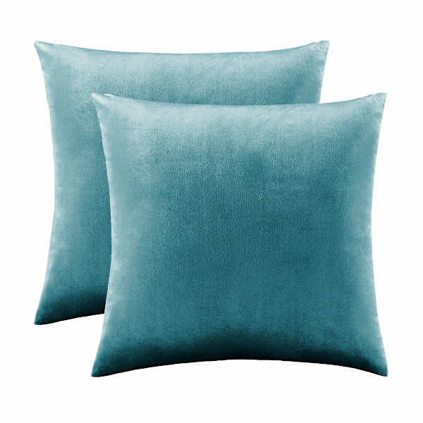 Putetrekk i fløyel, 45 x 45 cm, dekorative putetrekk til sofa, stue, soverom og bil, sett med 2, blågrønn