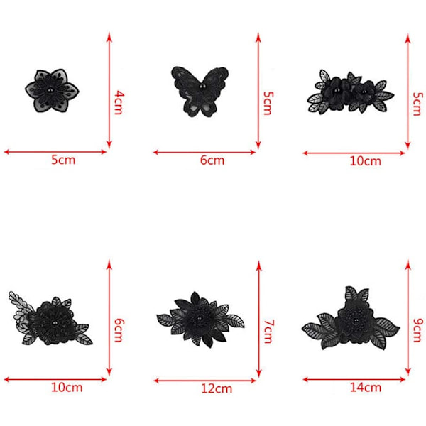 3D Blomsterbroderi Applikasjonsdekorasjon Patch 2Set/24Pieces