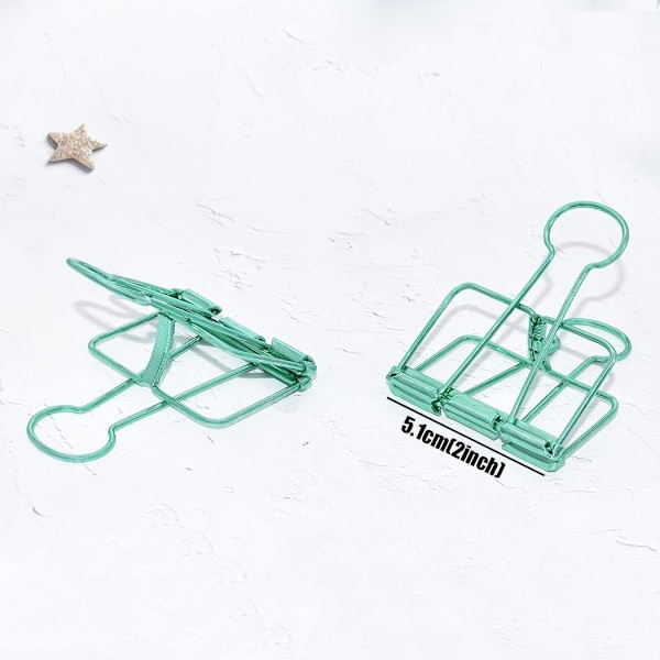 Ekstra store klips 2 tommer, store papir klips grønn for kontor skolemateriell (15 stk)