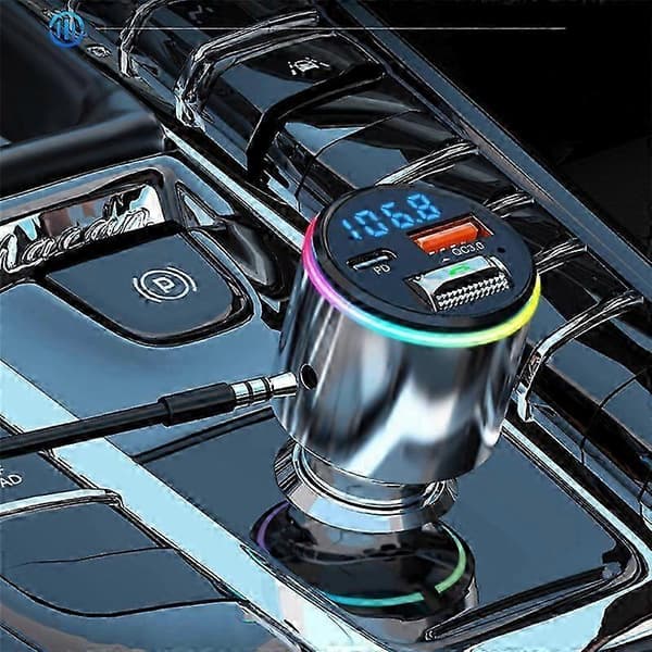 Auton Bluetooth 5.3 MP3-soitin audiolähetin auton pikalaturi monitoimitilayhteys autoadapteri