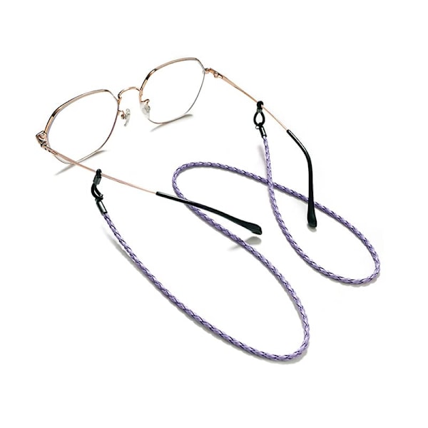 Glasögonkedjor Halsband Läder Glasögon Halsband Snöre Rep Band Läder Glasögon Sladd Justerbar Ände Glasögonhållare Glasögontillbehör, 2st lila purple