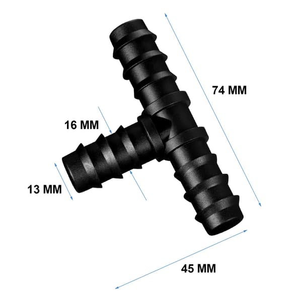 8 stk. 1/2 tommer (16 mm) drypvandingsslangeforbindelse (T-stykke)