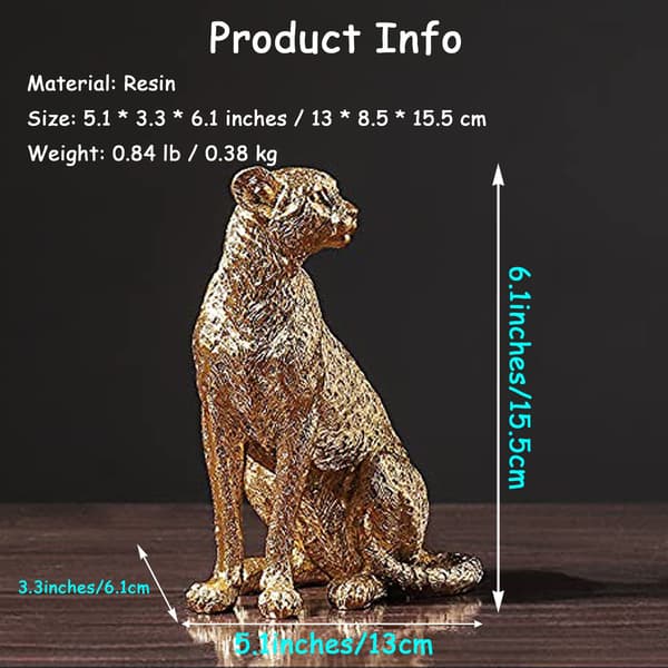 Modern polyresin gepardfigur heminredning (sittande, gyllene) Sitting posture
