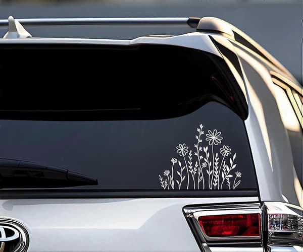 Vilde blomster Boho Sjov Reflekterende Bil Vinyl Sticker, Gave til Planteelskere