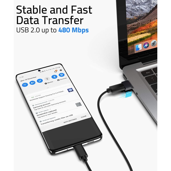 USB C hona till USB hane-adapterpaket med 3, svart