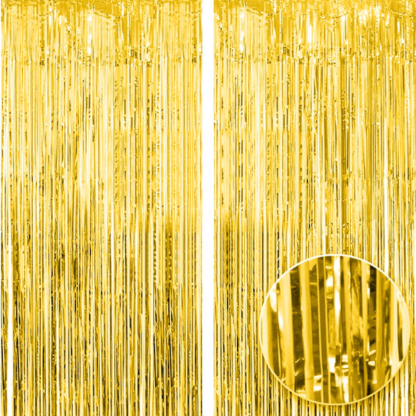 2 kpl 3ft x 8.3ft kulta tinsel glitter verho