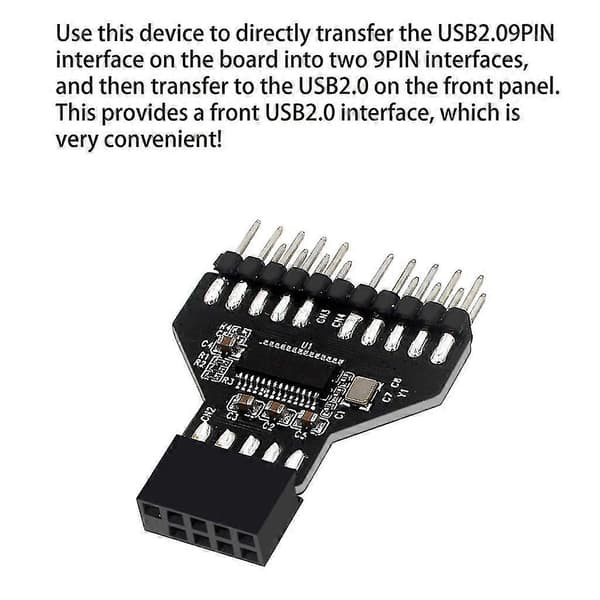 Desktop 9-Pin Usb2.0 Hub Anslutning Moderkort Usb 9pin Splitter För Dator
