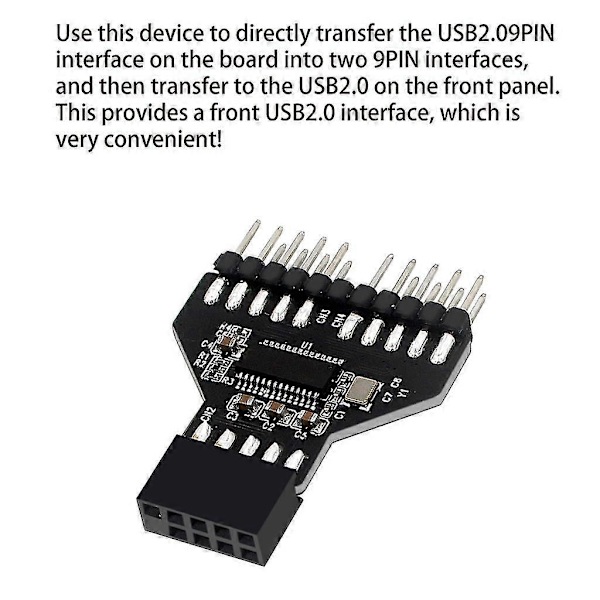 Desktop 9-Pin Usb2.0 Hub Connector Bundkort Usb 9pin Splitter Til Computer