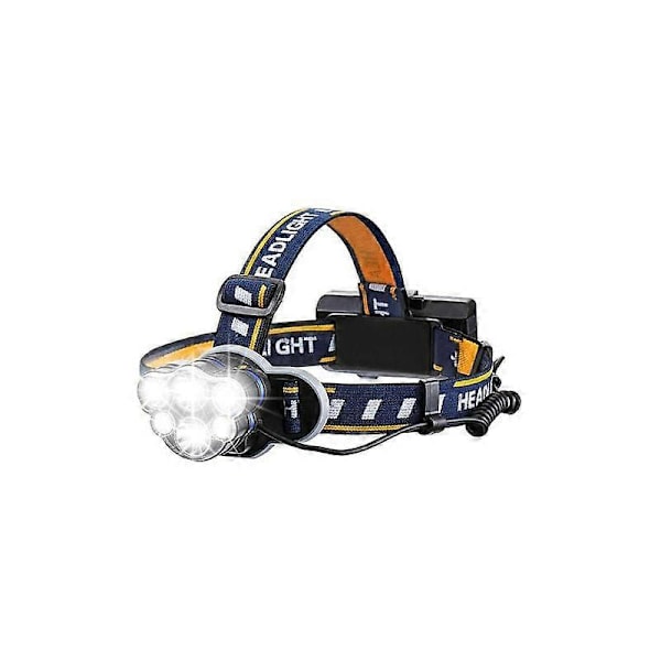 Superkirkas otsalamppu, Ladattava LED-taskulamppu LED-otsalamppu 6 LEDillä 12000LM 8 valaistustilalla USB-kaapelilla Batteries not included