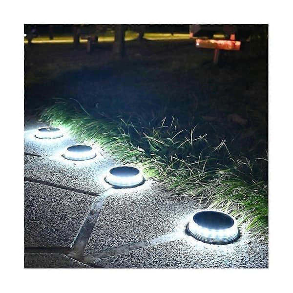 4 stk. Supersterk LED Solar Pathway Light Utendørs Auto Hage Lys Vanntett Bakkelampe for Hage