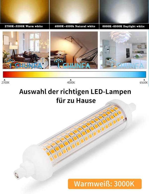 2-pack 118mm R7s LED-lampor Dimbar Varmvitt 3000K