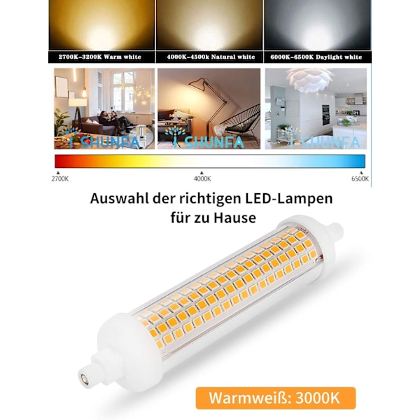 2 stk. 118mm R7s LED-pærer, dæmpbare, varm hvid 3000K