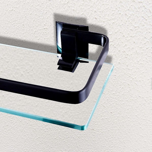 Klar Glas Badeværelsesvæg Hylde, Badeværelseshylde, Badeværelsesbruser Organizer (sort)