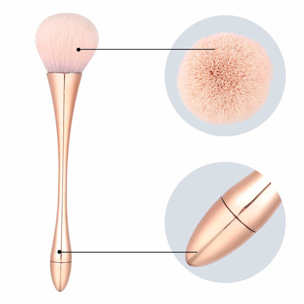 2 st puderborste, mjuk och fluffig för daglig makeup, roséguld
