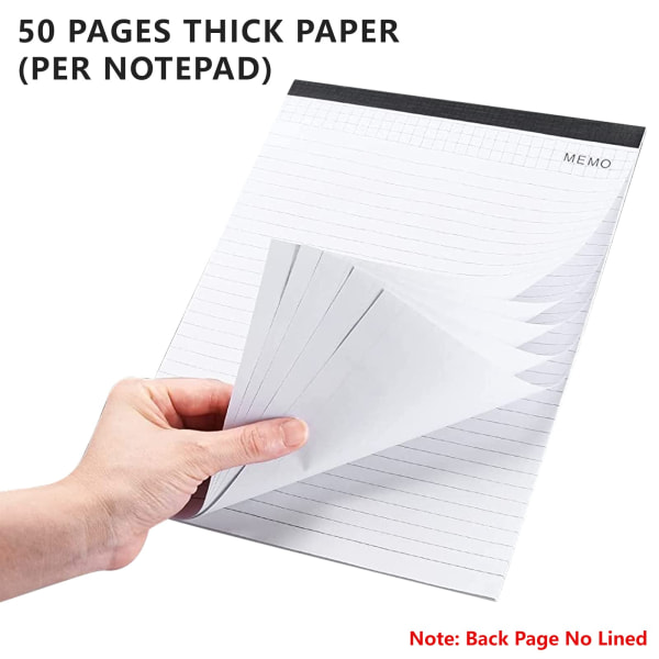 A4-storlek påfyllningspapper breda linjerade skrivblock för PU-läder Padfolio Portfolio Urklipp Kalkylator Anteckningsblock 2-pack 25 ark per anteckningsblock
