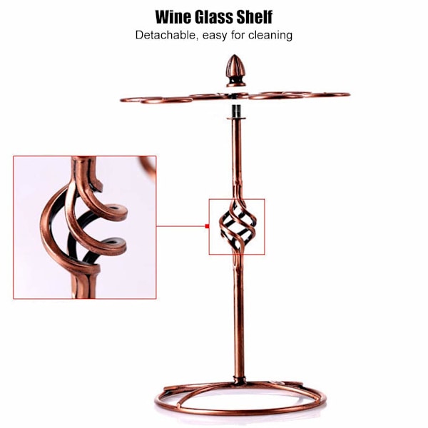 Vinställ i metall, retro 6-glas vinställ, fristående glasställ, vinställ, glasställ