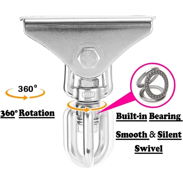 Sensor Swing Hanger, 360° pyörivä ruosteenestokoukkusarja, sopii sisä- ja ulkokuistille, riippumatoille, ilmajoogalle, terapeuttisille keinuille