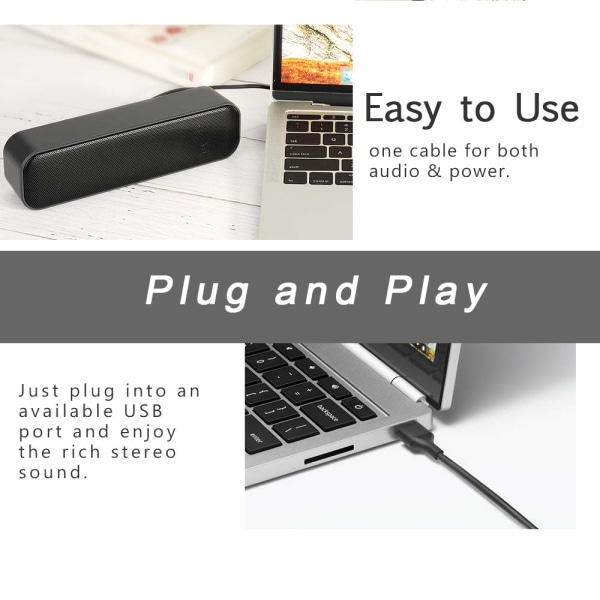 USB-datamaskinhøyttaler, kablet Mini Soundbar-høyttaler for datamaskin