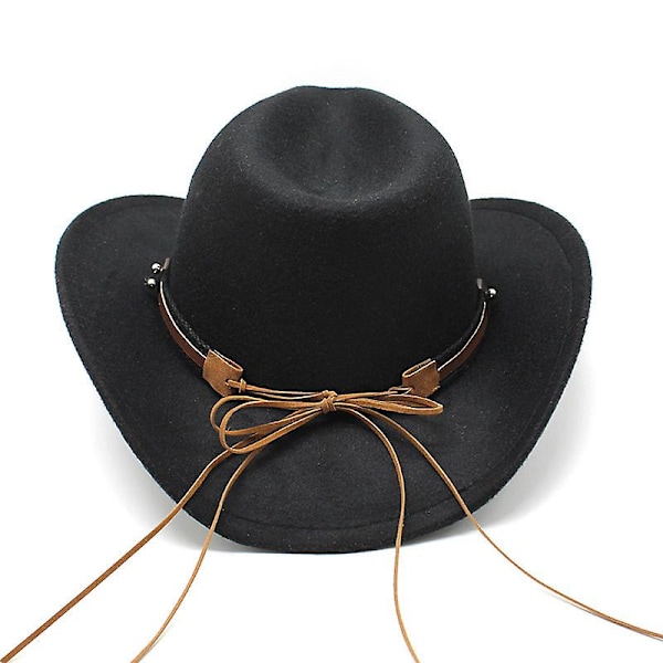 Western Cowboy Top Hat Filt Hat svart