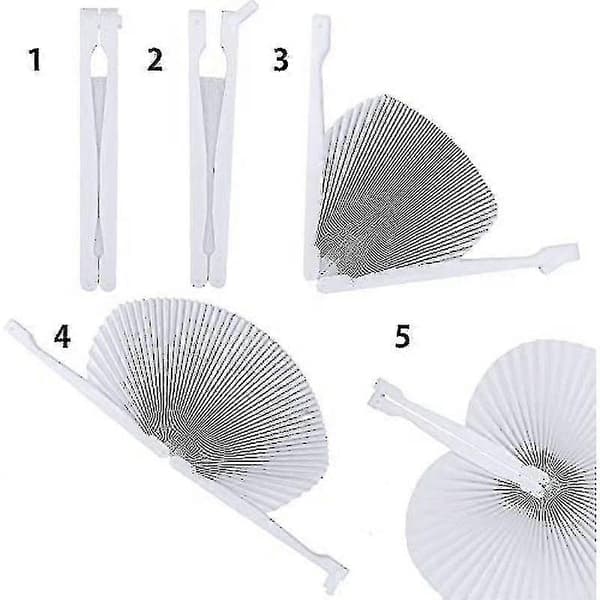 24 stk Bryllupspapirvifter Hjerteformet Hvite Papirvifter Foldbare Lommevifter For Bryllupsgave Partypose Fyllstoff