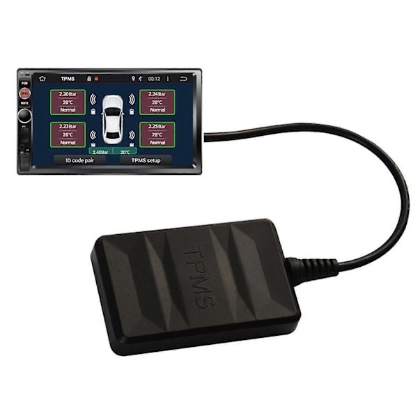 Automatiskt däcktrycksövervakningssystem för bil USB TPMS externa sensorer för navigation