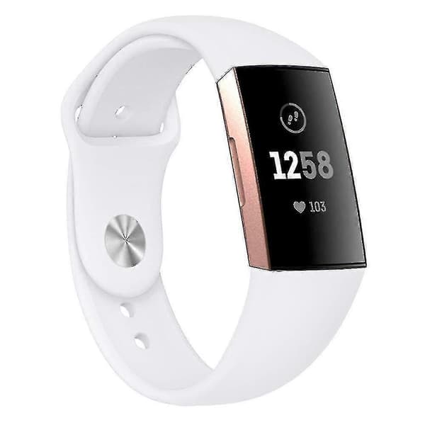 Silikonarmband Kompatibelt med Fitbit Charge 3 (Vit)