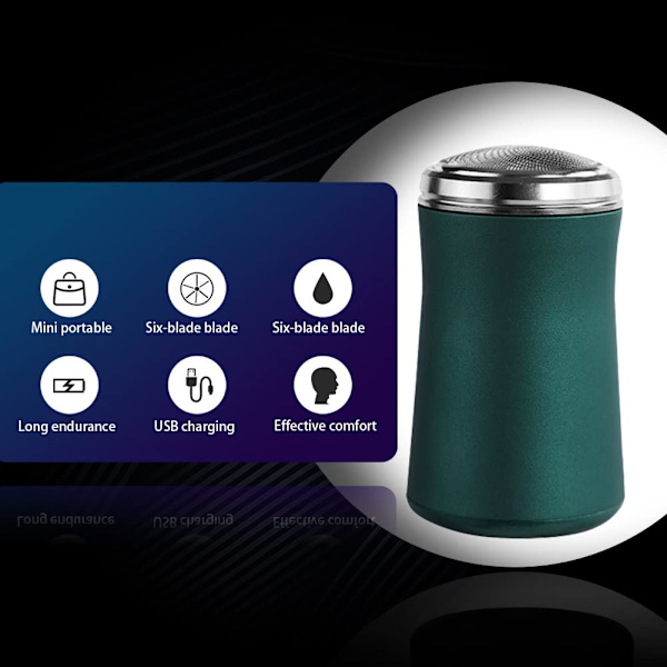 Mini Elektrisk Rakapparat för Män, Ansiktshårborttagare för Kvinnor, Fickstorlek Tvättbar Elektrisk Rakhyvel, USB Laddningsbar Våt Torr Skäggtrimmer (Grön)