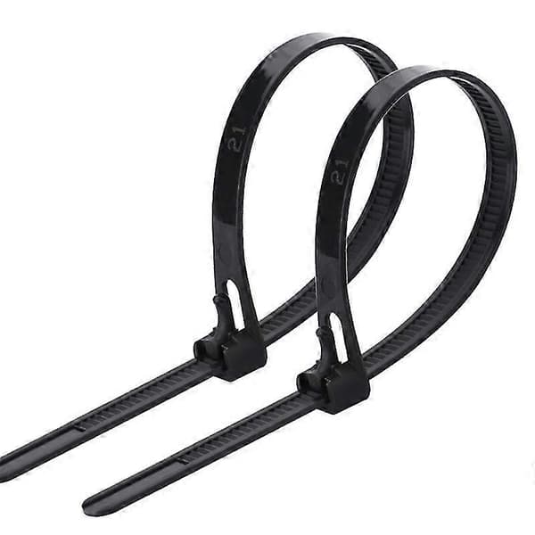 100-pak kabelbindere (8 mm x 250 mm, sorte), genanvendelige, justerbare