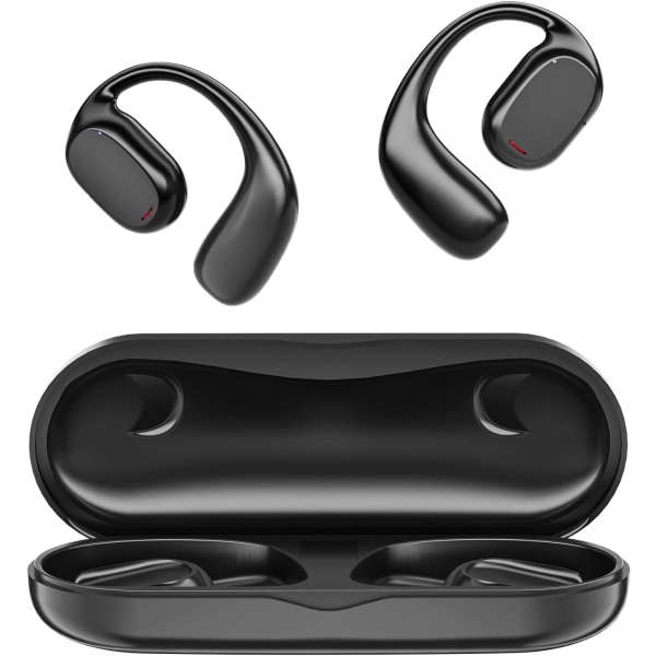 Åpne øre-hodetelefoner Trådløse Bluetooth 5.3-hodetelefoner med digitalt display-ladeetui, Vanntett luftledningsøreplugger HiFi stereolyd