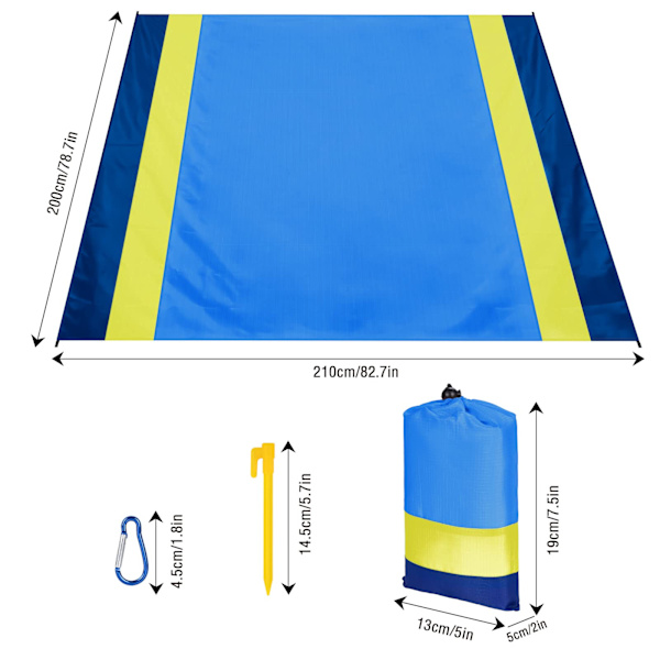 Strandtæppe Picnictæppe 200 x210cm Ekstra Stort Strandtæppe