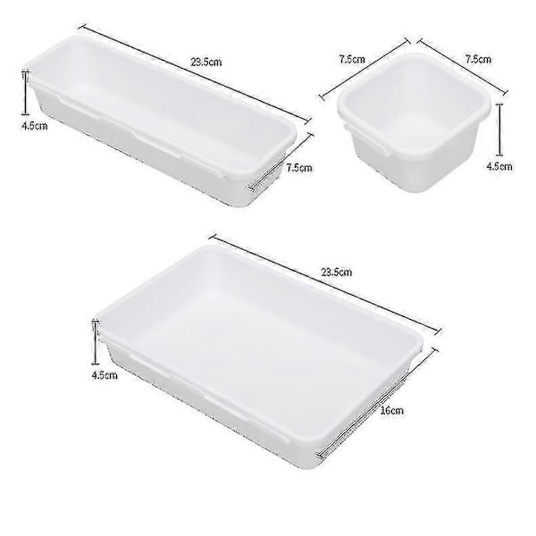 8 stk. Plast Skuffeorganisatorer Skuffe Bestikkorganisator Husholdnings Desktop Diverse Skuffe Oppbevaringsboks grå Gray